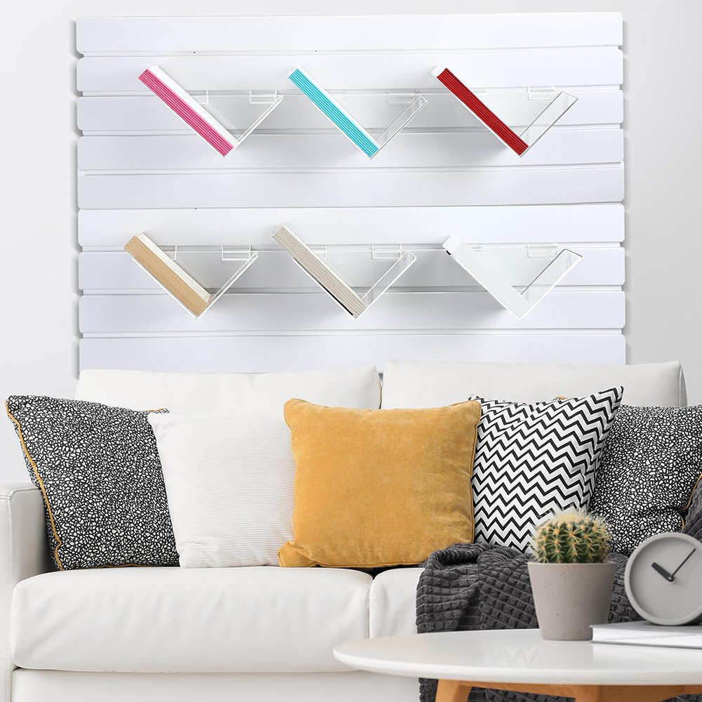 Latitude Run® 6-Pack Clear Acrylic Slatwall Angled Shelves, 6"X6 ...